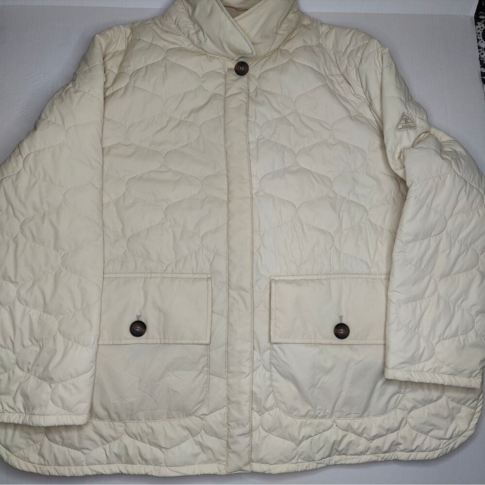 BARBOUR Women's Leilani Quilted Patch-Pocket Jacket in Yarrow (Cream) size 3X
